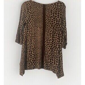 Soft Surroundings Savannah Top Size PS Tunic Giraffe Print 3/4 Sleeve Lagenlook